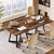 31.5" Square Conference Table Set of 6, 8 ft Industrial Office Meeting Table for 8-10 People, Business Podcast Furniture with Metal Base for Small Spaces, Office Conference, Brown