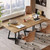 31.5" Square Conference Table Set of 6, 8 ft Industrial Office Meeting Table for 8-10 People, Business Podcast Furniture with Metal Base for Small Spaces, Office Conference, Natural