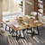 31.5" Square Conference Table Set of 6, 8 ft Industrial Office Meeting Table for 8-10 People, Business Podcast Furniture with Metal Base for Small Spaces, Office Conference, Natural
