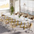 31.5" Square Conference Table Set of 6, 8 ft Industrial Office Meeting Table for 8-10 People, Business Podcast Furniture with Metal Base for Small Spaces, Office Conference, White & Gold