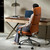Executive Leather Office Chair, Top Grain Genuine Leather Executive Chair High Back with headrest, Adjustable Tilt & Height, Ergonomic Swivel Chair with Wheels (Orange)