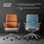 Genuine Leather Office Desk Chair with Wheels, Ergonomic Leather Executive Chair, Mid Back, Swivel Base with Adjustable Tilt, Modern Style, Luxury Aluminum Frame (Orange)