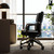 Genuine Leather Office Desk Chair with Wheels, Ergonomic Leather Executive Chair, Mid Back, Swivel Base with Adjustable Tilt, Modern Style, Luxury Aluminum Frame