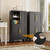 47” Black Metal Bathroom Storage Cabinet, Kitchen Pantry Cabinet