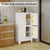 47” White Metal Bathroom Storage Cabinet, Kitchen Pantry Cabinet