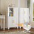 47” White Metal Bathroom Storage Cabinet, Kitchen Pantry Cabinet