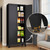 Black Metal Storage Cabinet,75" Steel Cabinets for Home Office