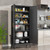 Black Metal Storage Cabinet,75" Steel Cabinets for Home Office