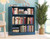 Solid Wood Bookcase - 3 Tier Floor Standing Bookshelf - 36" Short Storage Shelf, 32” W - Teal Blue, Display Furniture for Room, Renewable 100% Eco-Friendly Wood, Made in Brazil