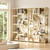 79" W Luxury Marble-Patterned White Gold Bookshelf, Modern Geometric Half-Moon Style, Flexible Modular Open Storage Unit for Living Room, Home, Office