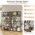 Industrial 5-Tier Bookshelf with Storage, 70.9 Inch Tall Large Display Bookcase - Modern Metal Standing Shelves for Living Room, Office and Bedroom, Set of 2, Greige