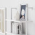6-Shelf Tall Modern Bookshelf, Wall Mount Ladder Shelf Bookcase with Wood and Industrial Metal Frame, Matte White