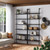 6-Shelf Tall Bookcase, Wall Mount Bookshelf with Natural Wood Finish and Industrial Metal Frame, Nutmeg/Matte Black, Set of 2