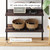 6-Shelf Tall Bookcase, Wall Mount Bookshelf with Natural Wood Finish and Industrial Metal Frame, Nutmeg/Matte Black, Set of 2