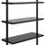 6-Shelf Tall Bookcase, Wall Mount Bookshelf Wood Shelves and Metal Frame, Matte Black, Set of 4