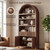 Book Shelf 70" Tall Bookcase with Drawer, 7-Tier Arched Cabinet with Storage and Fluted Door, Mid-Century Modern Modular Arch Bookshelf for Office Living Room Bedroom Library (Walnut, 3)