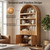 Book Shelf 70" Tall Bookcase with Drawer, 7-Tier Arched Cabinet with Storage and Fluted Door, Mid-Century Modern Modular Arch Bookshelf for Office Living Room Bedroom Library (Oak, 4)