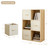 6 Cube Storage Organizer - Solid Wood Bookshelf with 3 Storage Bins, Cube Shelf with 2 Removable Back Panels, Vertical or Horizontal Bookcase, Open Book Shelf for Bedroom, Living Room, Office