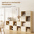8 Cube Storage Organizer - Solid Wood Bookshelf with 4 Storage Bins, Cube Shelf with 2 Removable Back Panels, Vertical or Horizontal Bookcase, Open Book Shelf for Bedroom, Living Room, Office