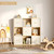 9 Cube Storage Organizer - Solid Wood Bookshelf with 5 Storage Bins, Cube Shelf with 3 Removable Back Panels, Vertical or Horizontal Bookcase, Open Book Shelf for Bedroom, Living Room, Office