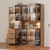 78.7" H Tall Bookcase Storage Cabinet with LED Lights and Drawers, 5 Tier Wood Storage Shelves with Glass Doors, Expandable Bookshelf Display Cabinet for Living Room, Home Office (A+C)
