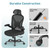 Ergonomic Office Chair Set of 8, with Adjustable Lumbar Support, Mesh Fabric Home Office Chair with Headrest, 360° Swivel and Flip-Up Armrests, Black
