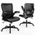 Office Chair, PU Leather Ergonomic Desk Chair with Adjustable Lumbar Support and Flip up Armrest, Breathable Mesh Computer Chair for Home Office, Black