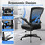 Desk Chairs with Wheels, Ergonomic Mesh Back PU Leather Seat Home Office Chair Adjustable Lumbar Support and Height Swivel Rolling Computer Task Chairs with Flip Up Arms for Conference, Black