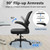 6PK, Desk Chairs with Wheels, Ergonomic Mesh Back PU Leather Seat Home Office Adjustable Lumbar Support and Height Swivel Rolling Computer Task Chair with Flip Up Arms for Conference, Black