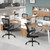14PK, Desk Chairs with Wheels, Ergonomic Mesh Back PU Leather Seat Home Office Adjustable Lumbar Support and Height Swivel Rolling Computer Task Chair with Flip Up Arms for Conference, Black