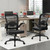 14PK, Desk Chairs with Wheels, Ergonomic Mesh Back PU Leather Seat Home Office Adjustable Lumbar Support and Height Swivel Rolling Computer Task Chair with Flip Up Arms for Conference, Black