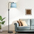 【Upgraded】 Dimmable Black Floor Lamp, 1000 Lumens LED Edison Bulb Included, Arc Black Floor Lamps for Living Room Modern Standing Lamp with Sky Blue Shade, Tall Lamps for Living Room Bedroom Office