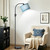 Dimmable Black Floor Lamp, 1200 Lumens LED Edison Bulb Included, Arc Gold Floor Lamps for Living Room Modern Standing Lamp with Sky Blue Shade