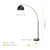 Arquer 66.93" Arc Floor Lamp for Living Rooms, Home Offices, Dining Rooms, Bedrooms with Faux Black Marble Base and Black Bell Shade