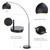 Arquer 66.93" Arc Floor Lamp for Living Rooms, Home Offices, Dining Rooms, Bedrooms with Faux Black Marble Base and Black Bell Shade