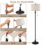 Black Floor Lamp, 60" Standing Lamp with Fabric Lampshade