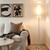 Floor Lamp for Living Room, Modern Standing Lamps with Lampshade, Minimalist Tall Lamp with Chain Switch for Living Room, LED Bulb Included (Nickel Body+Beige Shade)