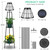 2 Pack Solar Floor Lamps Outdoor with 2-Tier Plant Stand, Metal Tall Planter Holder with Waterproof LED Lantern, Decorative Patio Light & Flower Pot Display Rack for Garden, Deck, Porch, Balcony