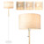 Bedroom Standing Floor Lamp, Farmhouse Lamp with Linen Shade, White