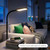 Slim LED Floor Lamp - Modern Reading Light Over Chair for Living Rooms & Offices, Tall With Adjustable Gooseneck, Crafts Work Light, Dimmable Standing for Bedroom - Wood