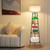 Floor Lamp with Shelves for Living Room， Standing Lamp，Tall Lamp， Amparas Elegantes para Sala with Linen Shade，Modern Floor Lamp for Living Room，Bedroom or Office（Black ）