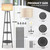 Floor Lamp with Shelves for Living Room， Standing Lamp，Tall Lamp， Amparas Elegantes para Sala with Linen Shade，Modern Floor Lamp for Living Room，Bedroom or Office（Black ）