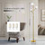 70in Gold 3-Globe Mid Century Dimmable Floor Lamp for Living Room G9 LED Bulbs Included,Modern Standing Lamp with Frosted Glass Shade for Bedroom,Studyroom Antique Brass Lighting(dimmer-Gold)