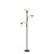 Sky Dome Double LED Floor Lamp, Torchiere Super Bright Floor Lamp with 2 Reading Lamps for Living Rooms & Offices - Dimmable Tall Standing Lamp for Bedroom Reading - Tall Black Pole