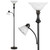 Torchiere Floor Lamp with Adjustable Angle Reading Lamp-Black 71IN