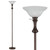 Torchiere Brown Floor Lamp for Living Room with Glass Shade-71IN