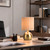 Gold Small Table Lamp with Scalloped Linen Shade, Mini Brass Gold Table Lamp for Bedroom Nightstand, Cute Desk Night Light for Living Room, Bookshelf, Kitchen Counter, Kids Room, Office