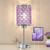 Crystal Table Lamp, Purple Touch Lamp with USB C+A Port, 3-Way Dimmable