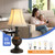 Traditional Table Lamp, Desk Lamp for Living Room with Fabric Shade, Vintage Bedside Lamp Brown Finish for Bedroom Nightstand Office Hotel (Pack-1)