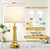 Touch Lamps for Nightstand Set of 2 - Gold Table Lamp for Bedroom Dimmable Bedside Lamps with USB C+A Ports - Lamps for Night Stands Living Room End Table,2 LED Bulbs Included